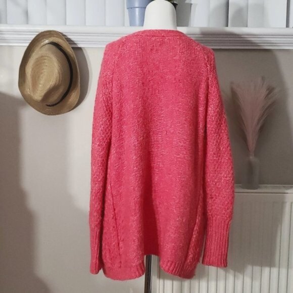 Aéropostale Cable Knit Neon Pink Middy Cardigan - Picture 2 of 11